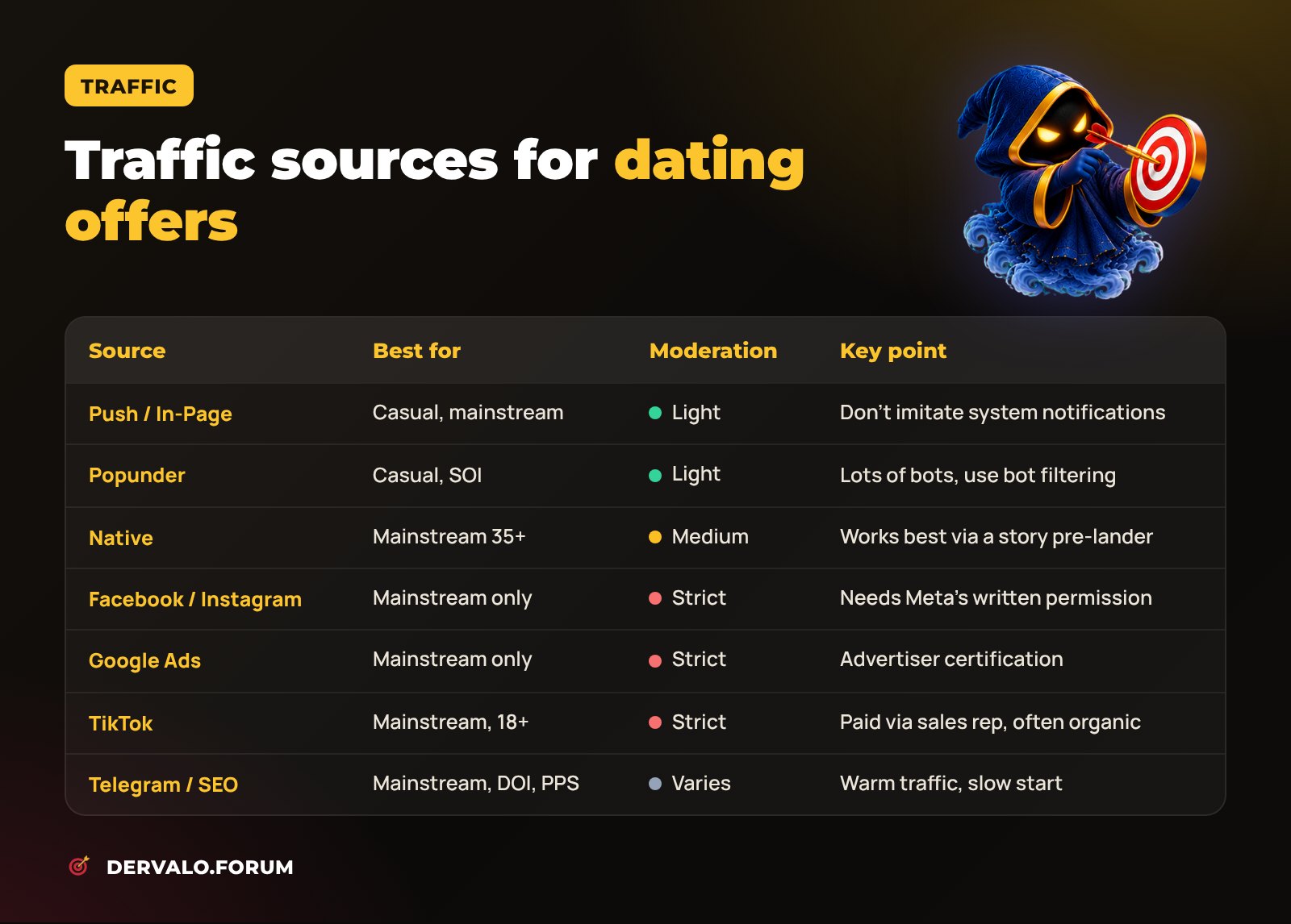 Traffic sources for dating offers: push, popunder, native, Facebook, Google Ads, TikTok and Telegram