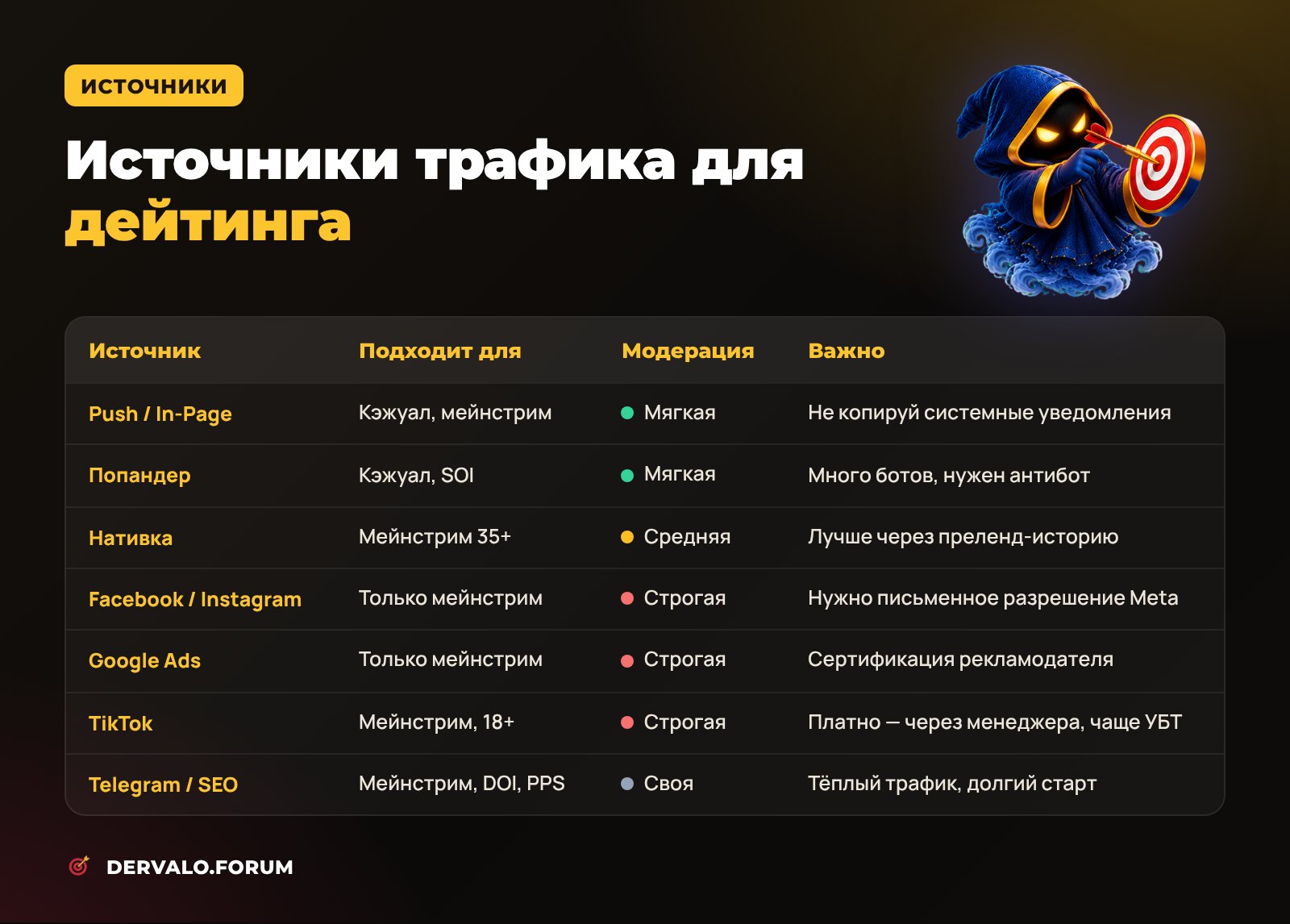 Источники трафика для дейтинг-офферов: пуш, попандер, нативка, Facebook, Google Ads, TikTok и Telegram