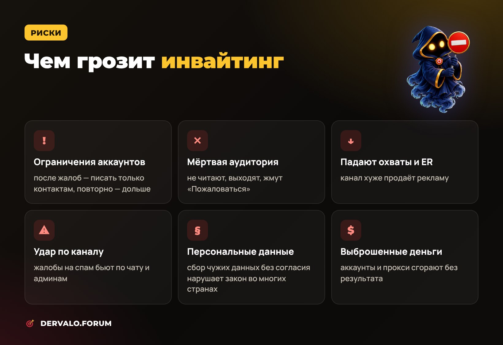 Чем грозит инвайтинг в Telegram: ограничения аккаунтов, жалобы, мёртвая аудитория