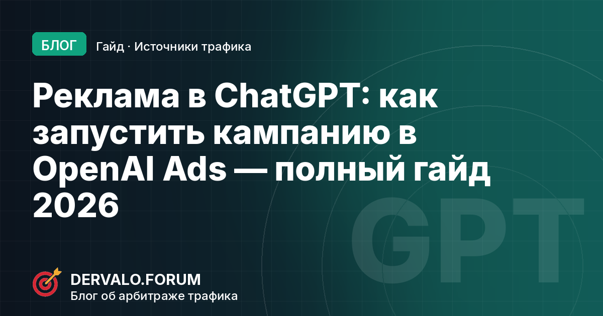Реклама в ChatGPT: как запустить кампанию в OpenAI Ads — полный гайд по настройке в 2026